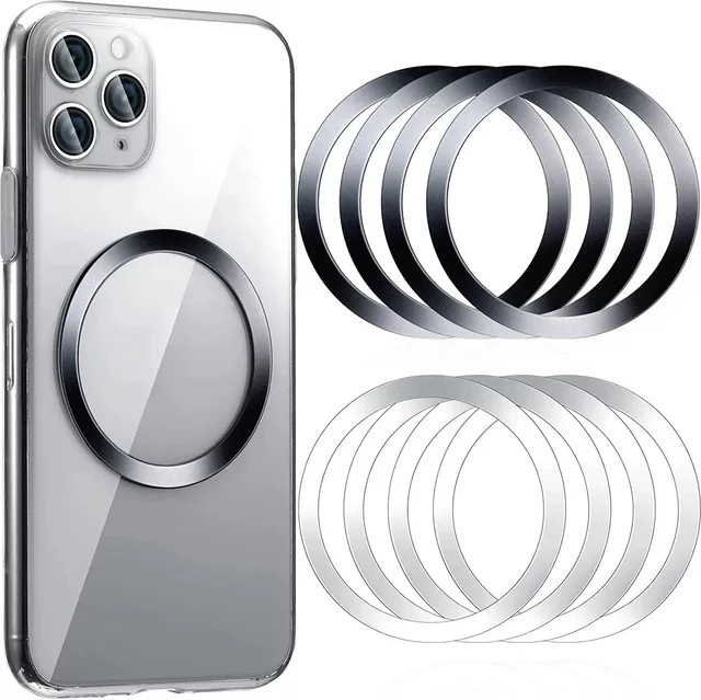 WSSHE Magnetischer Metallring aus Edelstahl in Silber für MagSafe Wireless-Ladegeräte und Auto-Handy-Magnethalter - Bild 1