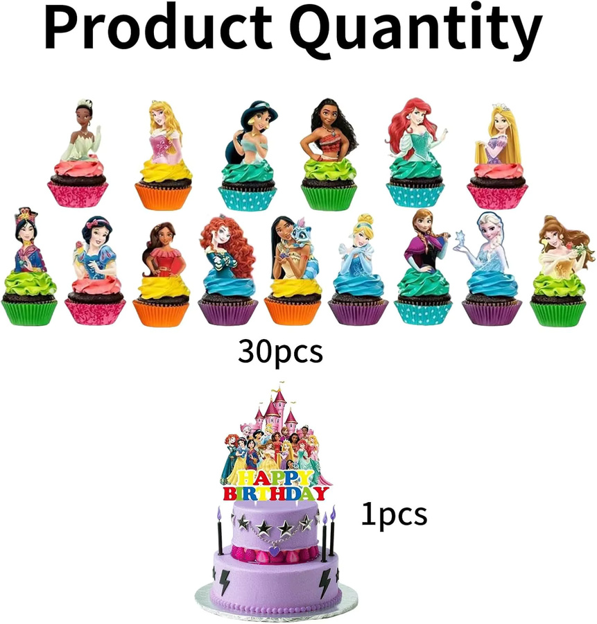 Disney Prinzessinnen-Kuchendekorations-Set, 31-teiliges Set, Prinzessinnen-Figuren - Bild 2