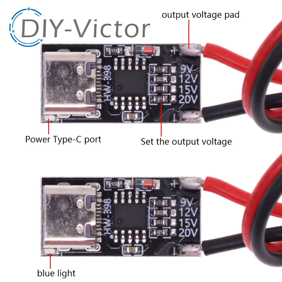 USB Type-C Decoy Board PD/QC/AFC Trigger Modul für schnelles Laden, Schwarz - Bild 4