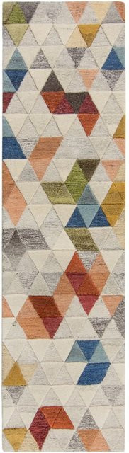 Flair Rugs Wollteppich Amari Handgeknüpft Geometrisch Modern Mehrfarbig B: 60 cm, L: 230 cm - Bild 1