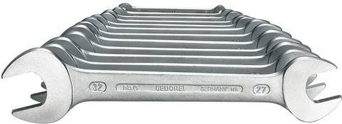 Gedore Doppelmaulschlüssel-Set 12-teilig aus Chrome Vanadium in Silber, Schlüsselweite 6-32 mm - Bild 1