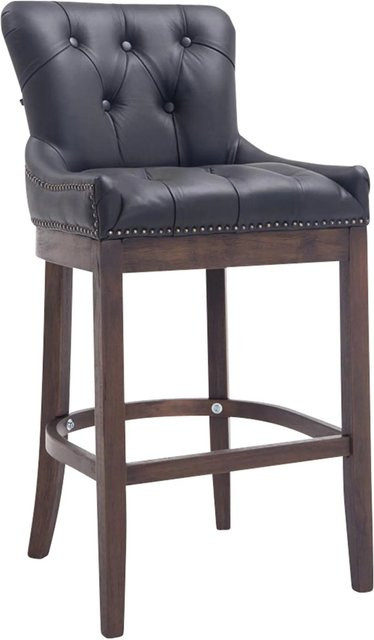 DELUKE Barhocker KAGAD aus Echtleder mit Lehne in Schwarz und Dunkelbraun, B/T/H: 55 x 57 x 109 cm - Bild 1
