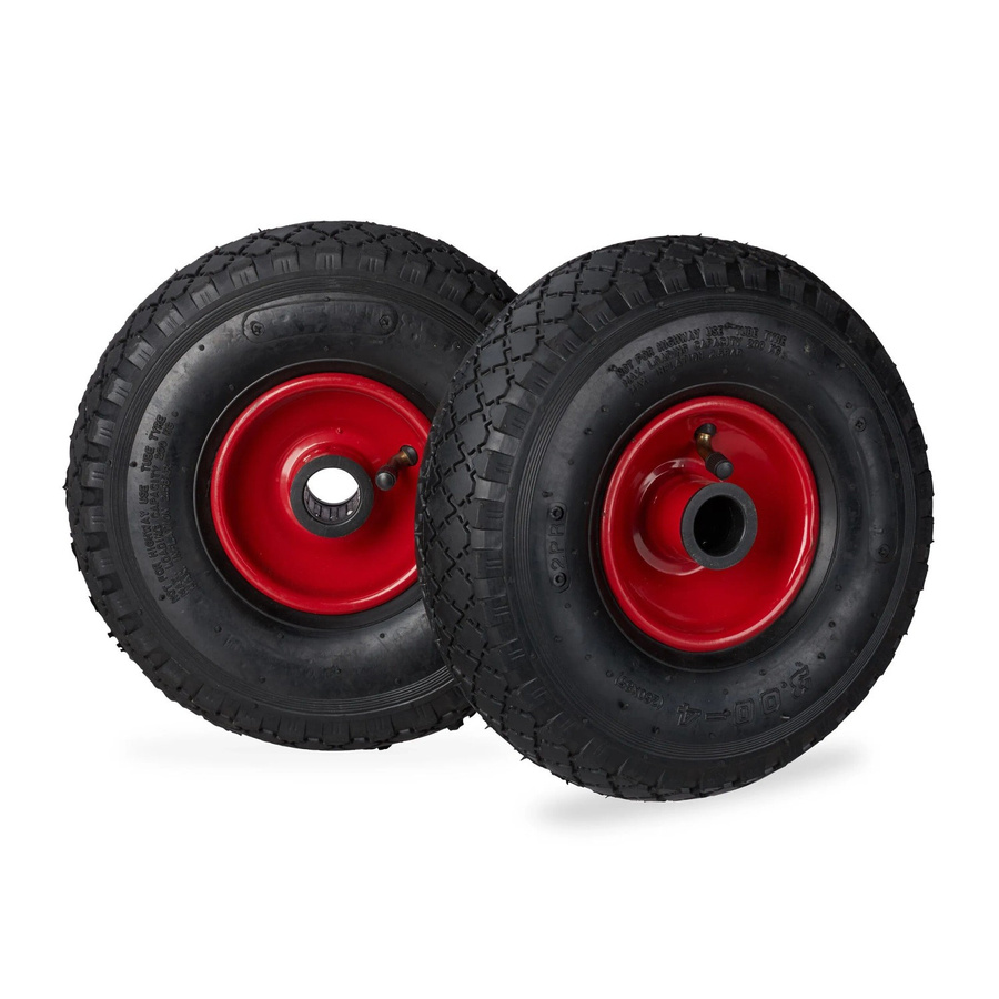 Relaxdays Sackkarrenrad aus Gummi und Stahl in Schwarz und Rot, luftbereift, Durchmesser: 26 cm, Breite: 8,5 cm - Bild 2