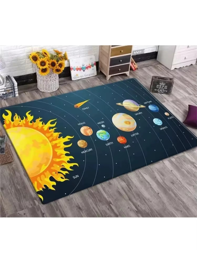 VIKAMA Sonnensystem Planeten Galaxy Teppich, rutschfester Weltraum Teppich für Wohnzimmer und Kinderzimmer, Mehrfarbig, B/T: 60 x 40 cm - Bild 2