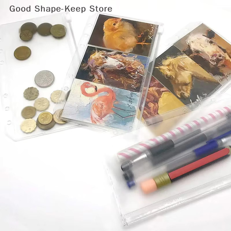 Set aus 8 transparenten PVC-Reißverschlusstaschen als Geldumschläge und Dokumentenorganizer, verschiedene Größen A5, A6 und A7 - Bild 2