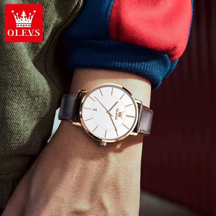 OLEVS Armbanduhr Quarz, Lederarmband, Herren - Bild 4