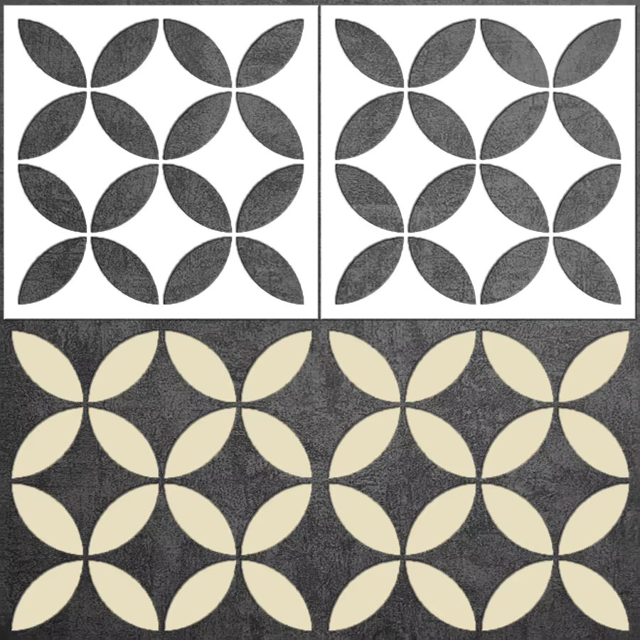 2 Stück geometrische Kreis-Wanddekorationsschablone in Weiß, wiederverwendbare DIY Schablone für Airbrush-Farbe und Bodenfliesen, Durchmesser: 30 cm - Bild 2