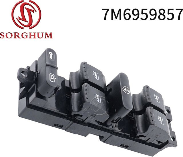 SORGHUM Fensterheber Schalter für Volkswagen VW Sharan, Seat Alhambra und Ford Galaxy, Farbe: Schwarz - Bild 1