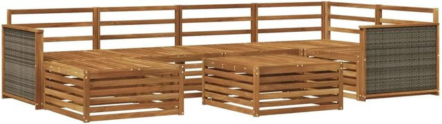 vidaXL Outdoor-Sofagarnitur aus Akazienholz in Braun, 7-teiliges Set im modernen Latten-Design - Bild 1