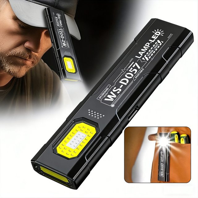 KDULIT LED COB Taschenlampe mit 600LM, wiederaufladbare Mini Taschenlampe mit Magnet und Flutlicht in Schwarz - Bild 1