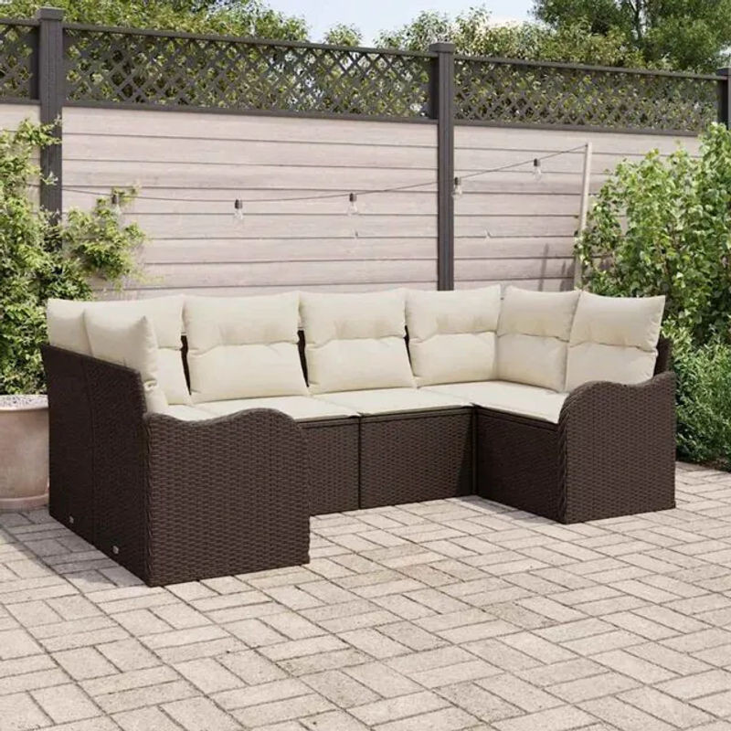 vidaxl Garten-Sofa-Set aus Poly-Rattan mit 6 Kissen in Braun - Bild 1