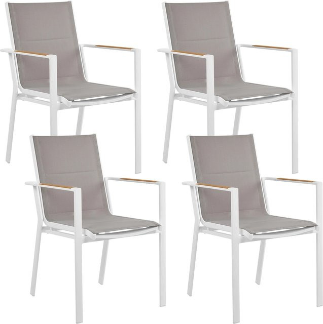 Beliani Gartenstuhl modern in Weiss und Grau mit hellem Holzfarbton, B/T/H: 64 x 56 x 90 cm - Bild 1