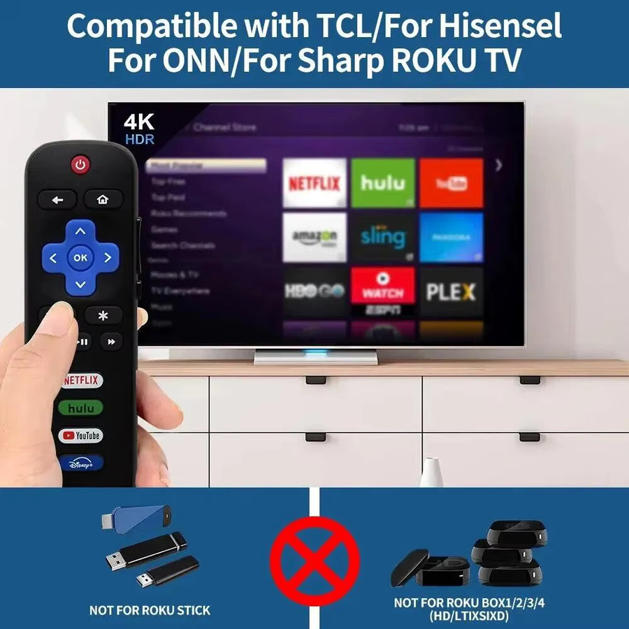 Fomscvka RC280A Ersatz-Fernbedienung in Schwarz für RK HD TV Modelle von TCL, Hisense, Onn, Philips und Sharp - Bild 3