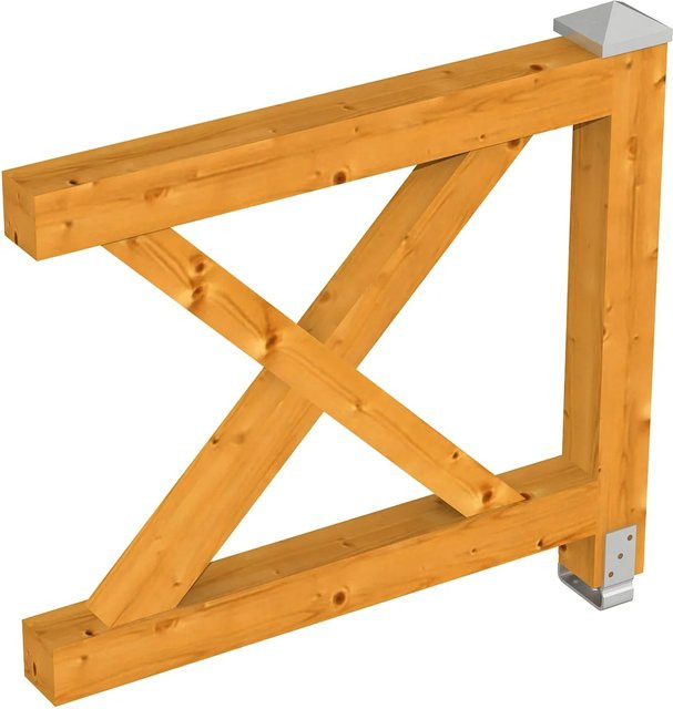 Skan Holz Brüstung Andreaskreuz aus Fichte und Eiche in Eiche hell, B: 108 cm, H: 84 cm - Bild 1