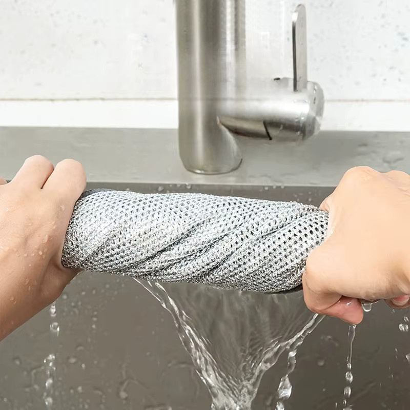 2-in-1 Reinigungstuch mit Stahlwolle und Antihaftbeschichtung, wiederverwendbar und leicht zu reinigen - Bild 5