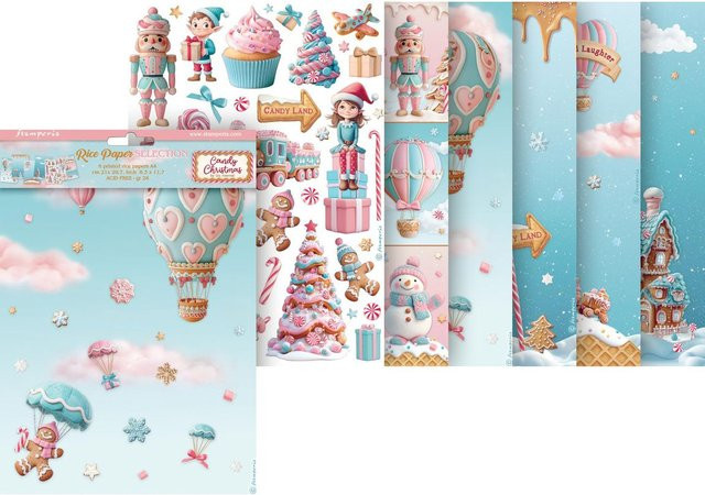 Stamperia Motiv-Strohseide Candy Christmas 6er-Set Multicolor A4 - Bild 1