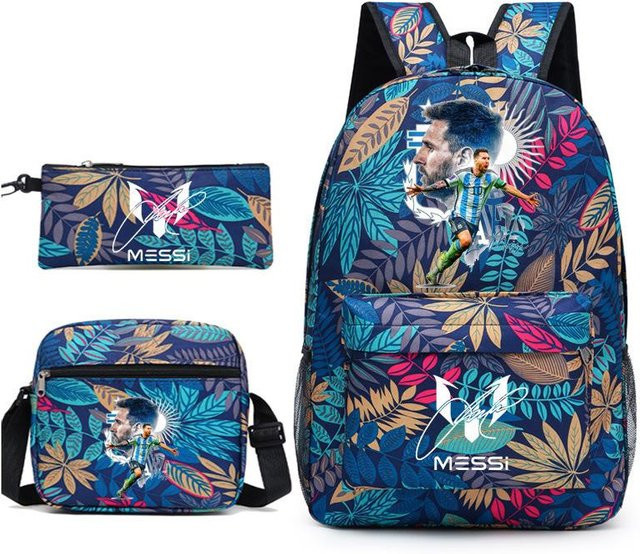 3-teiliges Schulrucksack-Set für Schüler aus Oxford-Stoff in Multicolour mit Schultasche, Schultergurt und Federmäppchen - Bild 1