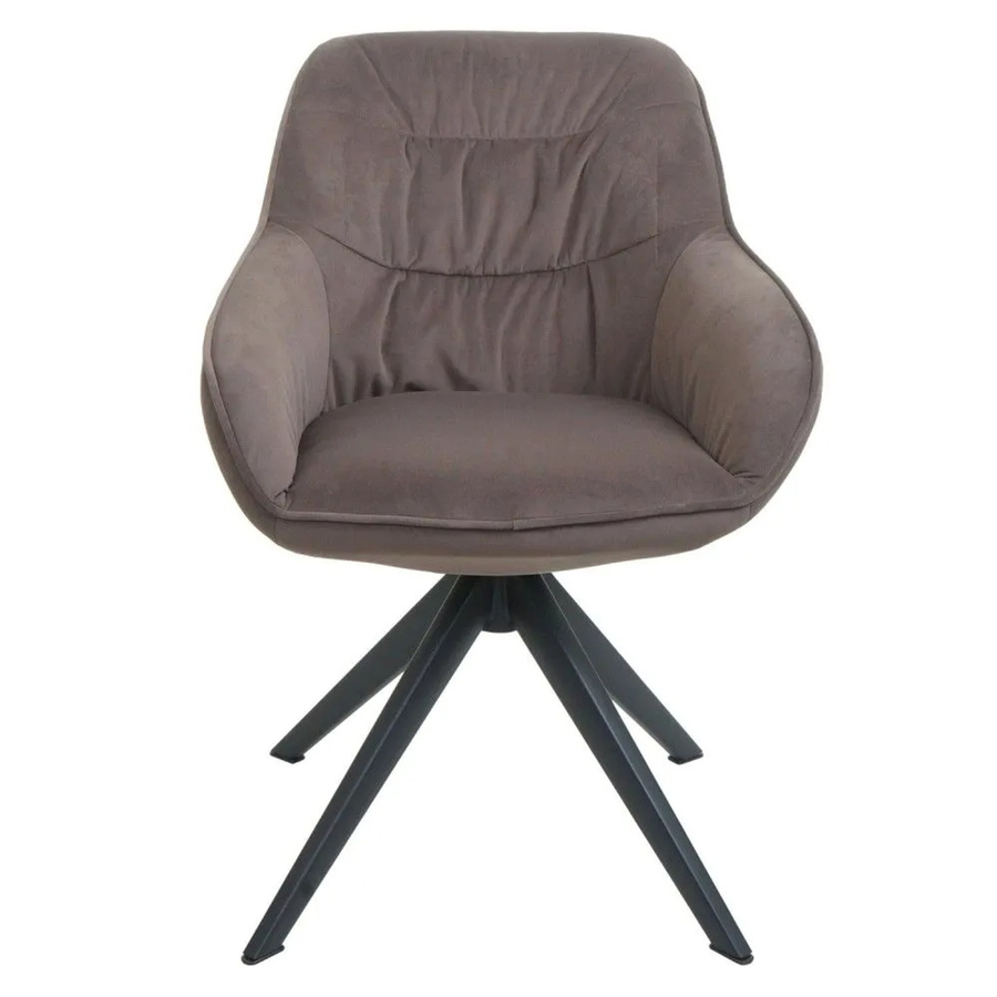 Esszimmerstuhl MCW-K28 mit Armlehnen, drehbar, brauner Stoff, Modernes Design, B/T/H: 59 x 52 x 84 cm - Bild 2