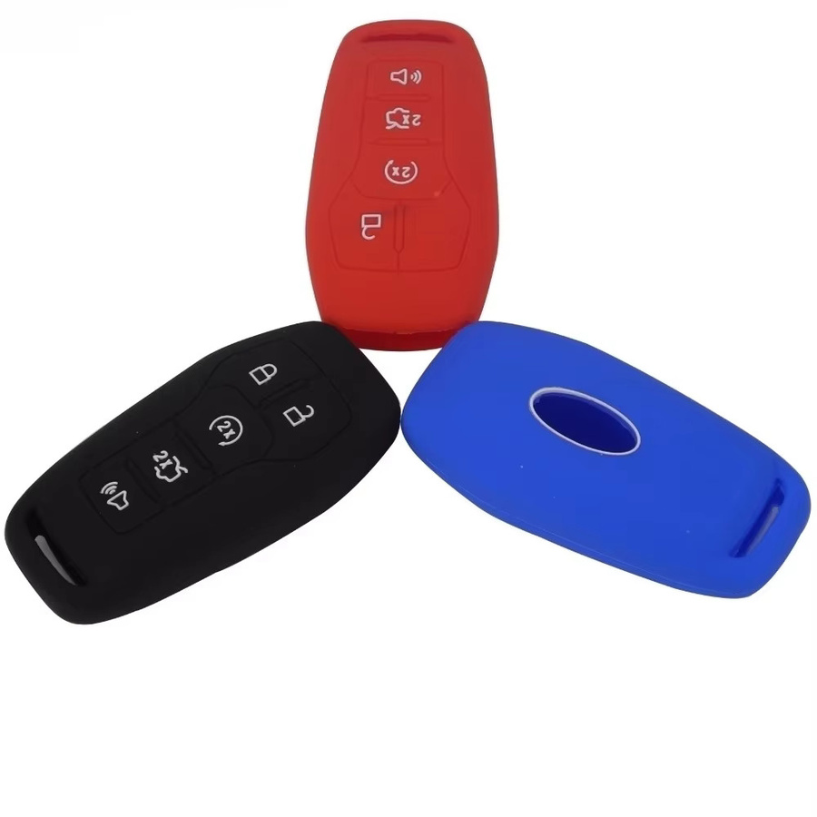 Jingyuqin Silikon Autoschlüssel Abdeckung für Ford Explorer Fusion Mustang F150 und Lincoln MKZ MKC Smart Key mit 5 Tasten - Bild 2