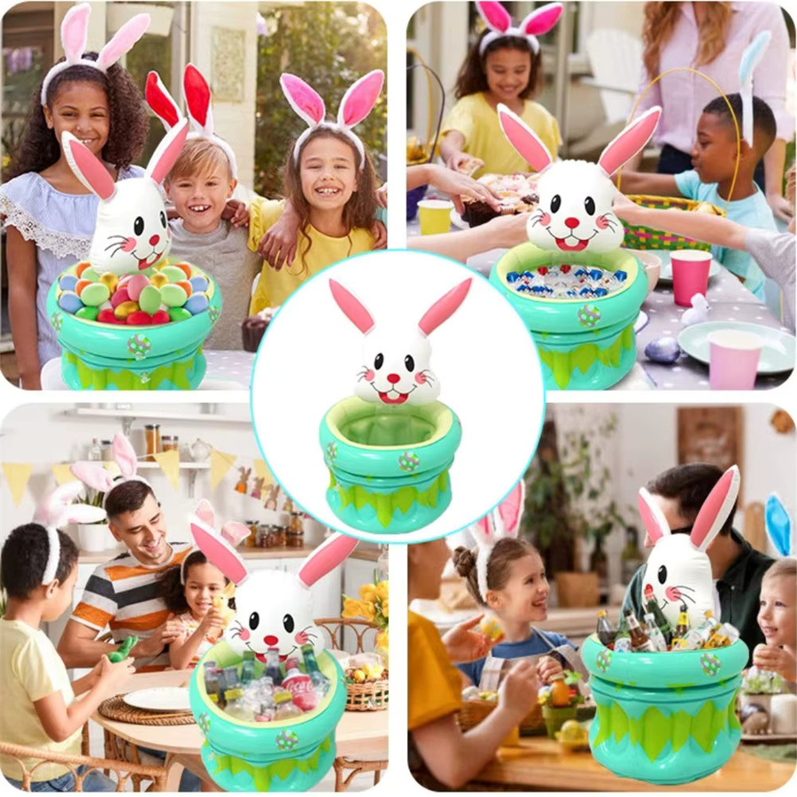 Wonflex Aufblasbarer Osterhase Eiskübel Getränkekühler aus PVC in Grün und Multicolour - Bild 2