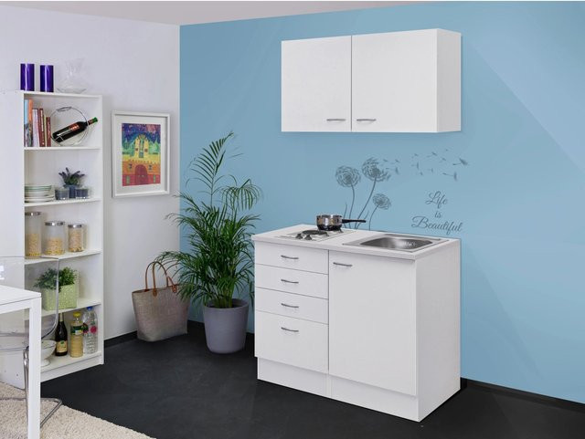 Flex-Well Miniküche Wito Modern in Weiß mit E-Geräten B/H/T: 100 x 82 x 57 cm - Bild 1