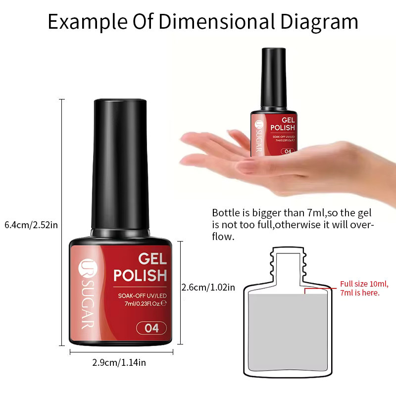 UR SUGAR Gel-Nagellack-Set, nackt, rosa, rot, glänzend, 7 ml - Bild 5