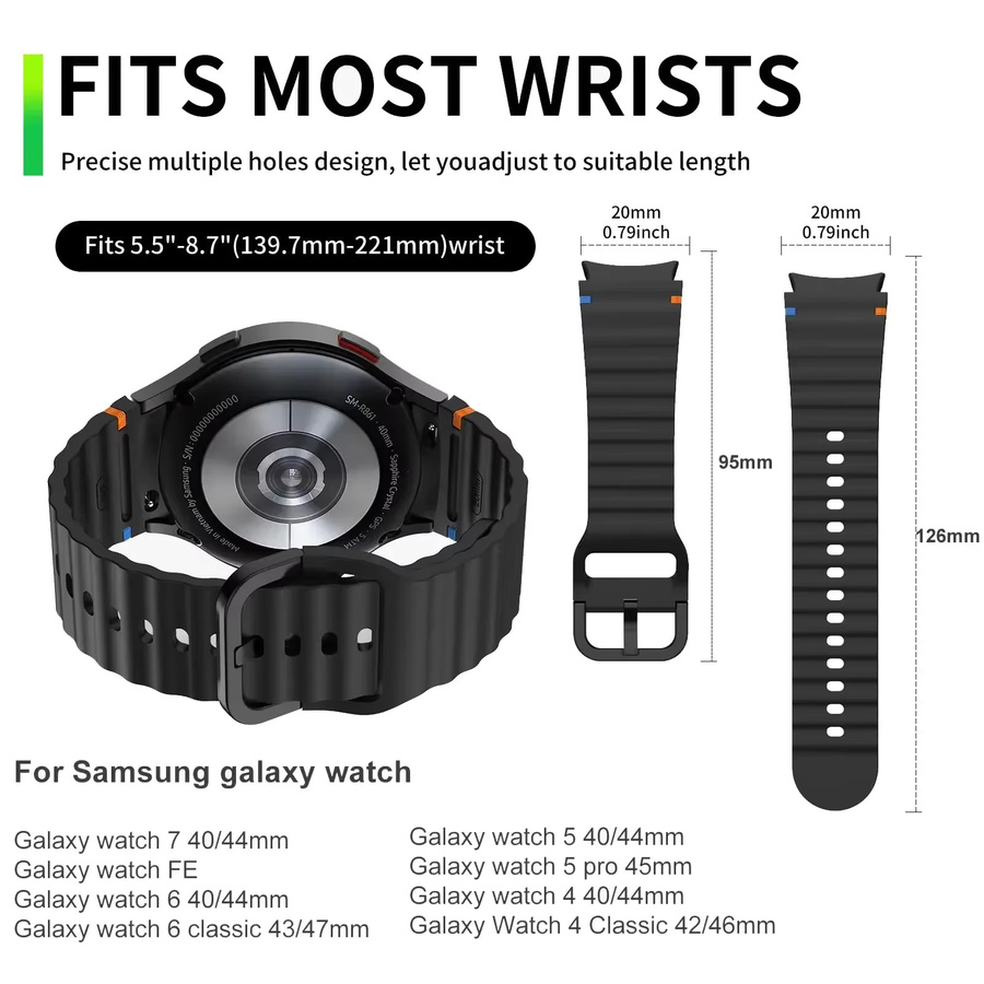 Samsung Galaxy Watch Sportarmband, Silikon, Schwarz, Unisex - Bild 2