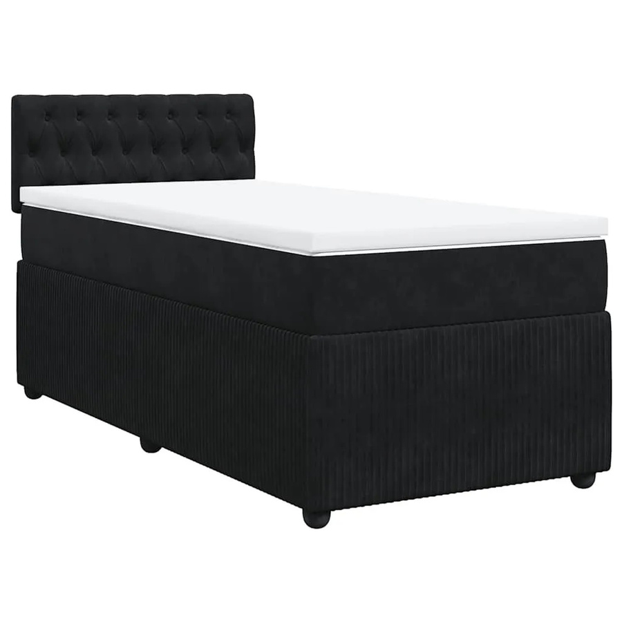 vidaXL Boxspringbett mit Matratze in Schwarz aus Samt mit USB-Ladeport und Unterbettbeleuchtung B/T/H: 80 x 200 cm - Bild 2