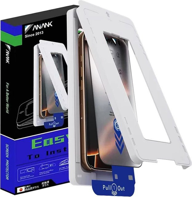 Anank Displayschutzfolie aus gehärtetem Glas für Apple iPhone 16 Pro Max, 2.5D mit Vollkleber, Schwarz - Bild 1