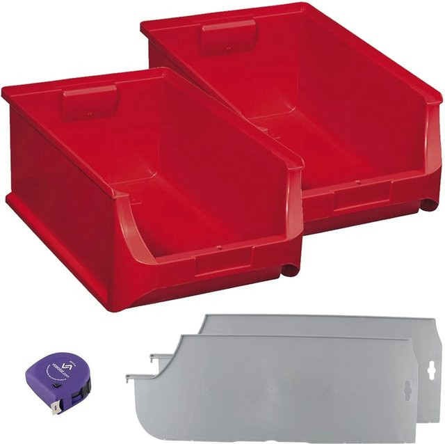 vasalat Set Stapelboxen Größe 5 mit Trennsteg, Rot, 2 Stück, B/T/H: 50,0 x 31,0 x 20,0 cm - Bild 1