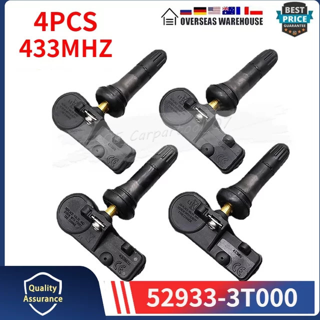 GANGLE Auto Reifendruck Überwachung System TPMS Sensor Set 4 Stück für Kia K900 2015-2017, 433MHz, Schwarz, Teilenummer 52933-3T000 - Bild 1