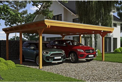 Skan Holz Carport Emsland in Eiche hell und Braun, B/T: 613 x 604 cm, Firsthöhe: 248 cm - Bild 3