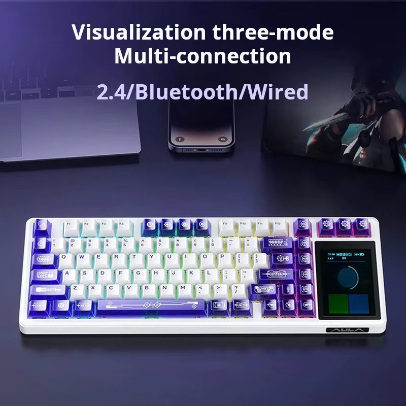 AULA L99 Mechanische Gaming-Tastatur mit intelligentem Bildschirm, Bluetooth und RGB-Beleuchtung in Weiß - Bild 2