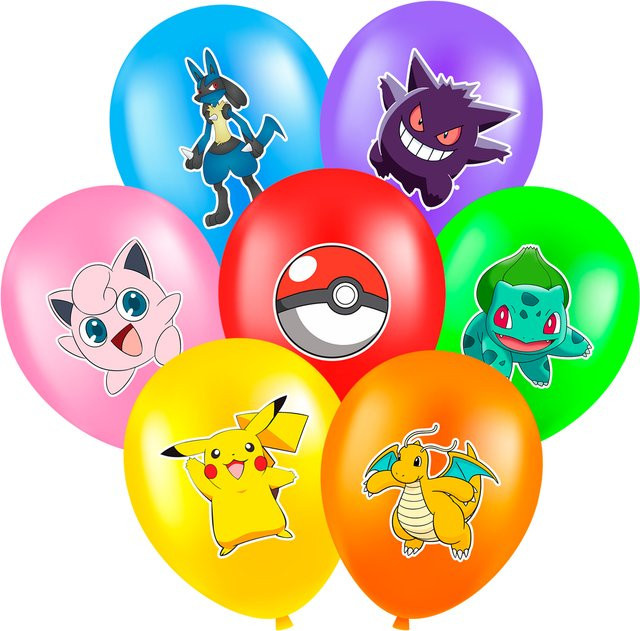 Potdemiel Pokemon Partyballons Set, 28 Stück bunte runde Dekoballons für Kindergeburtstage in 7 verschiedenen Mustern - Bild 1