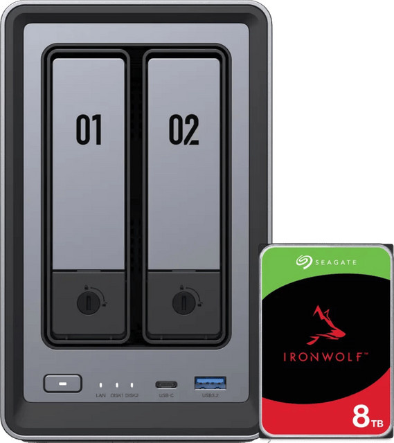 UGREEN NASync DXP2800 NAS-System in Grau mit Seagate IronWolf 8TB Festplatte - Bild 1