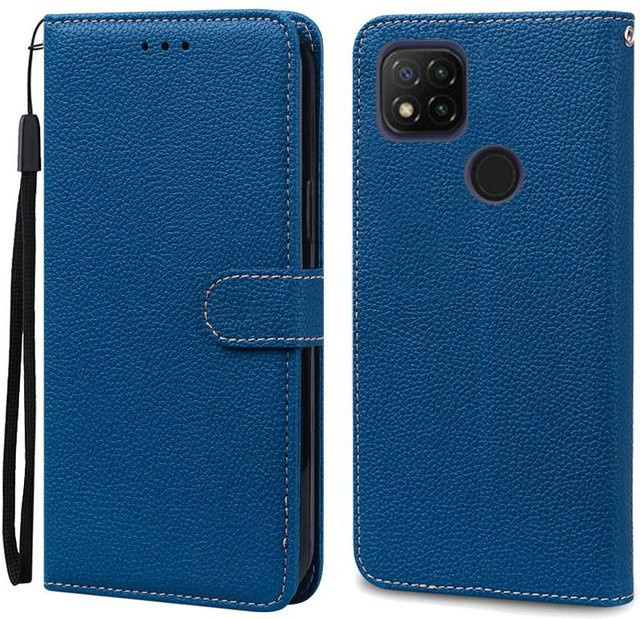 Xiaomi Redmi 9C NFC Handyhülle als Brieftasche aus Leder und weichem Silikon in Navy Blau - Bild 1