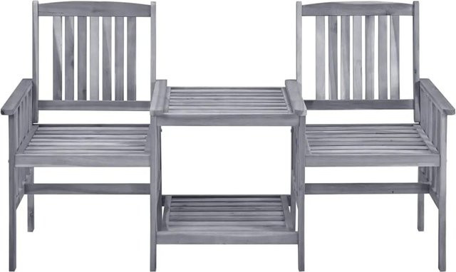 vidaXL Gartenstuhl-Set mit Teetisch aus Akazien-Massivholz in Braun und Grau, B/T/H: 159 x 61 x 92 cm - Bild 1
