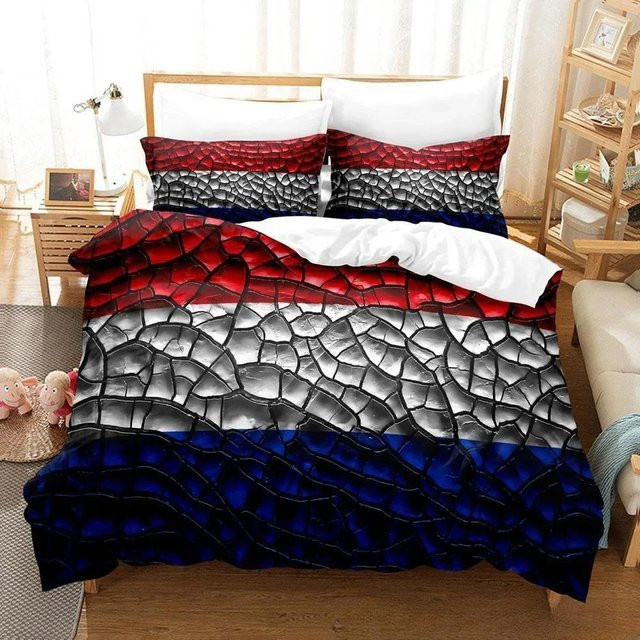 Binchi Outdoor Product Bettwäsche-Set mit niederländischer Flagge in Rot, Weiß und Blau, Material Mikrofaser Polyester, B/H: 135 x 200 cm - Bild 1