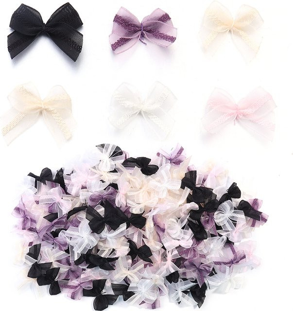 30 Stück Mini Mesh-Schleifen aus Satin in Mehrfarbig für DIY-Handwerk, Nageldekoration und Kopfschmuck - Bild 1