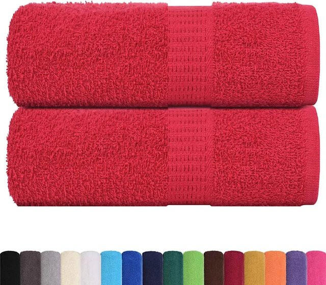 vidaXL Gästetücher 2er-Set aus 100% Baumwolle in Rot, B/H: 30 x 50 cm, 360 g/m² - Bild 1
