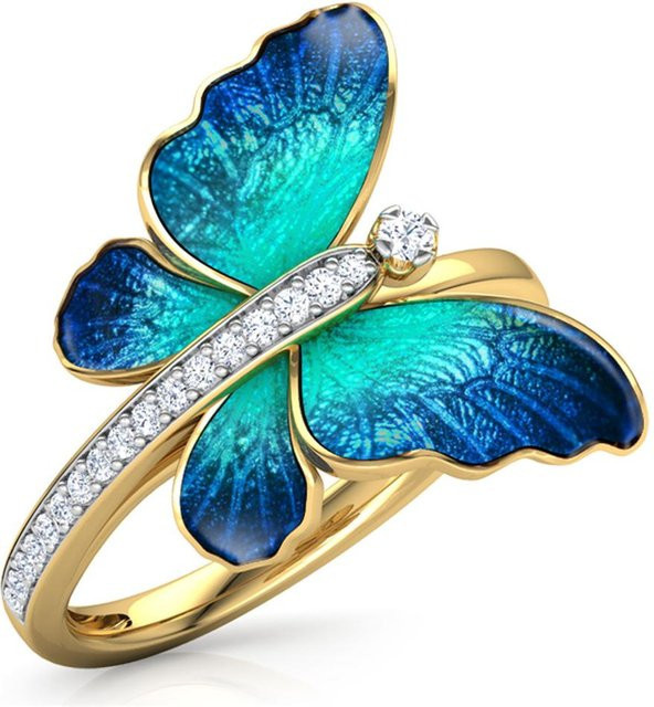 YIRAN Verlobungsring, Schmetterlingsdesign, Zirkonia, Gold, Damen - Bild 1
