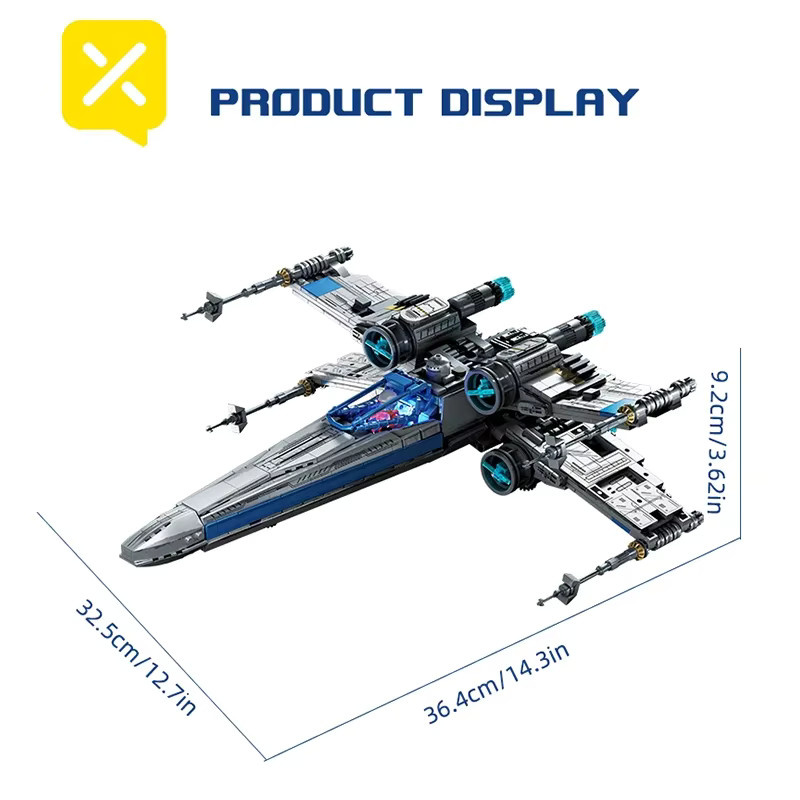 TOYLINX Star Wars X-Wing Space Fighter, Bausteine Set, mit LED-Lichtsteine - Bild 2