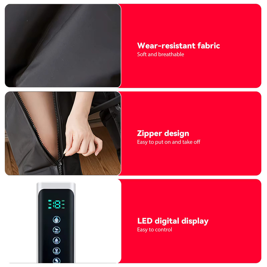 WUIETI Luftkompressions-Beinmassagegerät, Schwarz - Bild 2