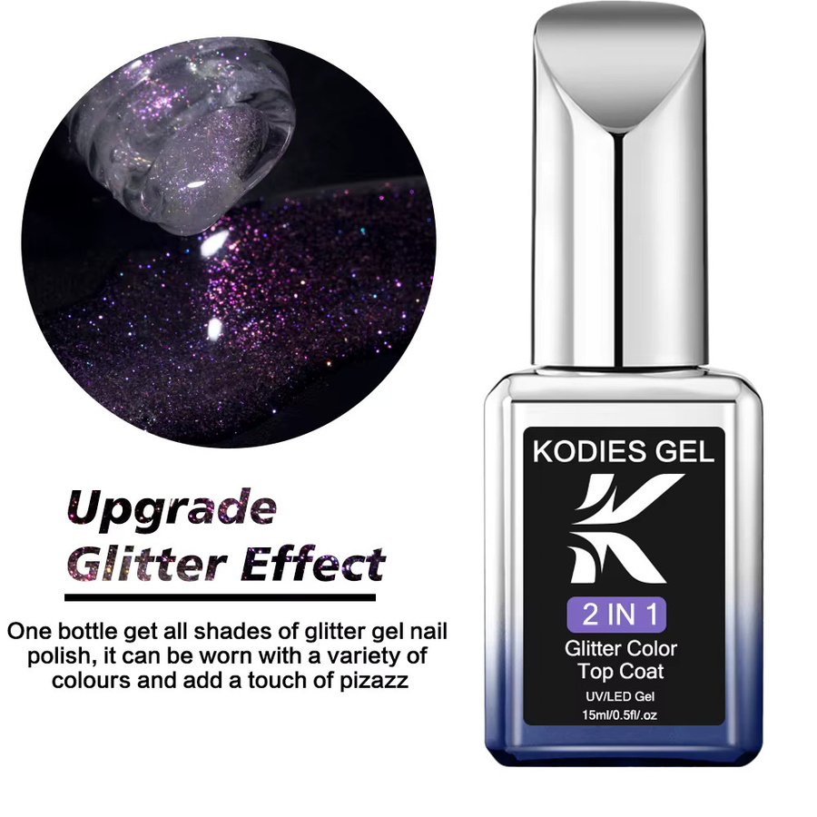 KODIES GEL Sparkle Dream Chrome Top Coat, Metallic, UV Gel - Bild 3