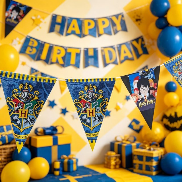 Warner Bros. Magie-Akademie Wimpel-Girlande aus Papier, Mehrfarbig, Party-Dekoration für Geburtstage und Feiertage - Bild 1