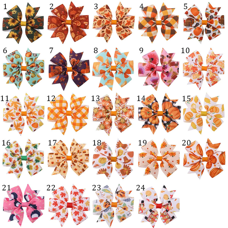 HAHAYL Haarclip-Set für Kinder, Herbst-Print, 12/24 Stück - Bild 2