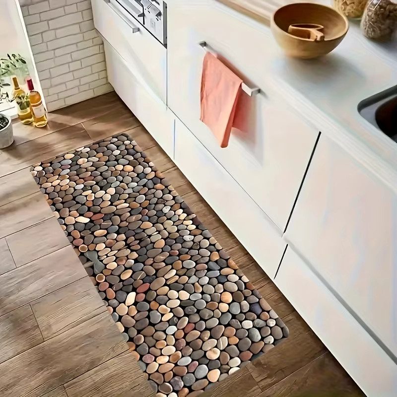 VIKAMA Pebble Flanellmatte in Stone Look, rutschfeste und schmutzabweisende Küchen- und Flurmatte, B/T: 120 x 45 cm - Bild 2