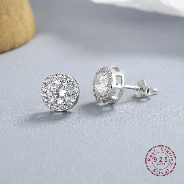OBEAR Halo-Ohrstecker, 925 Sterlingsilber, kubischer Zirkonia, Unisex - Bild 1