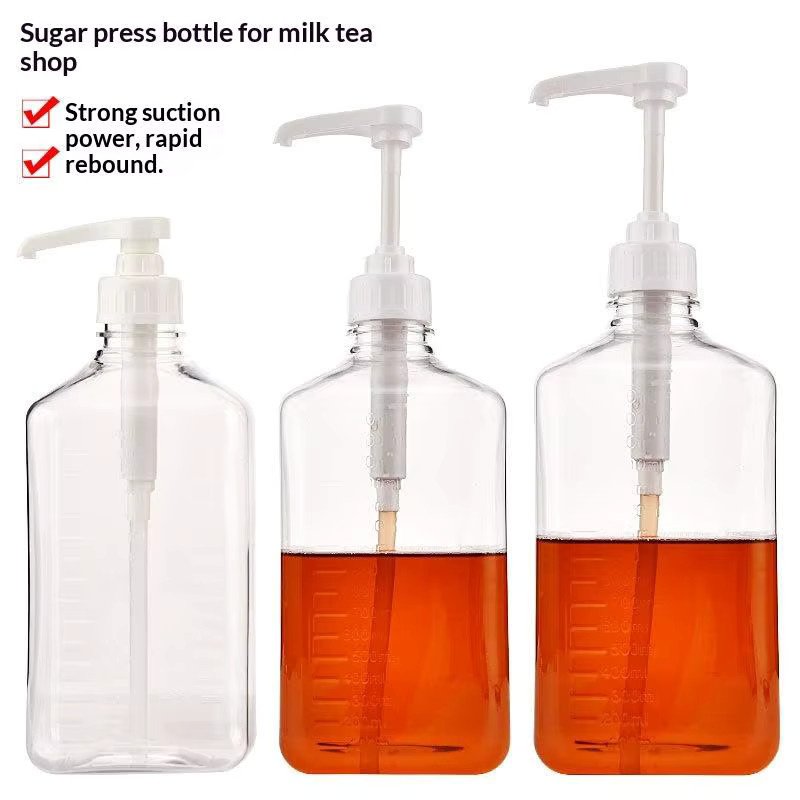 HNKMP Multifunktions-Sirup-Spender mit 15CC-Pumpe und Skala, transparente Sauce- und Ketchup-Flasche aus Kunststoff, 1100ml oder 1600ml - Bild 2
