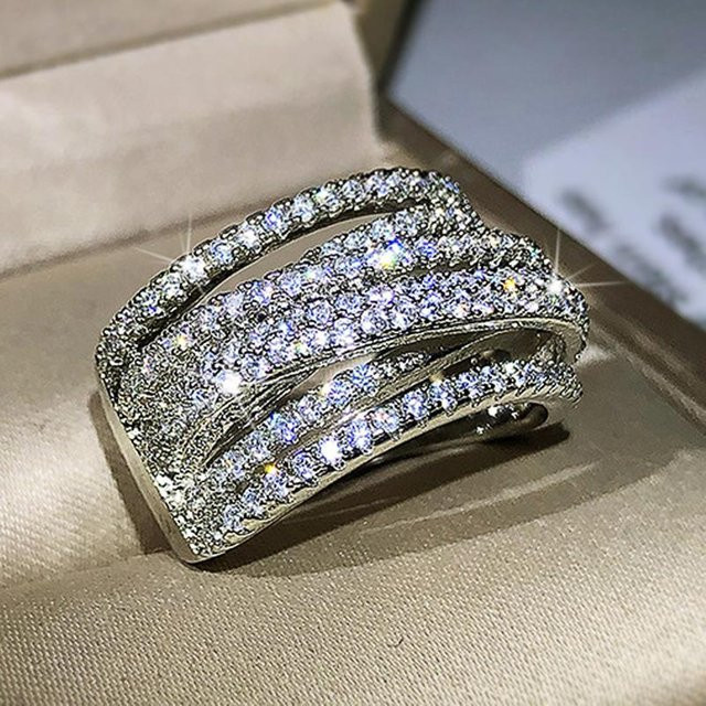 Huitan Ringe Damen, Silber, Zirkonia, Kupfer - Bild 1
